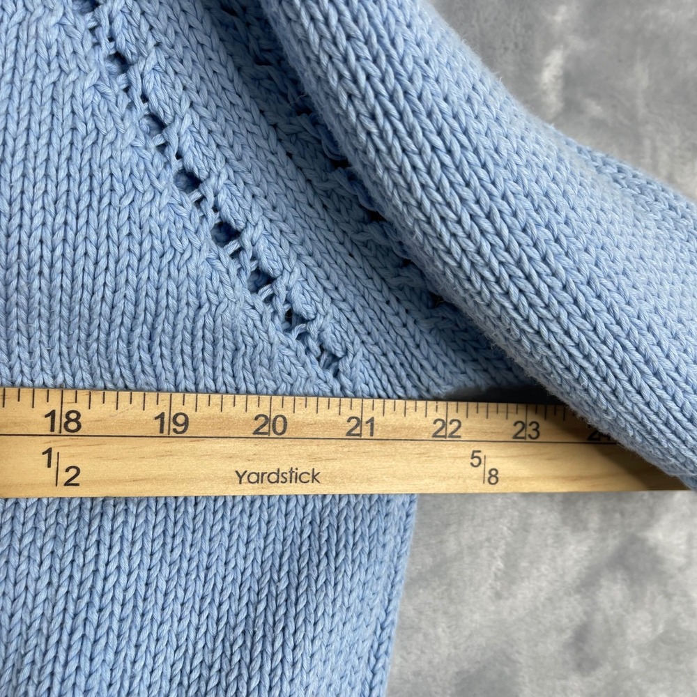 Sisley Relaxed‎ Elegance Sweater Womens S Baby Blue Short Sleeve Knit Cotton - Picture 7 of 9